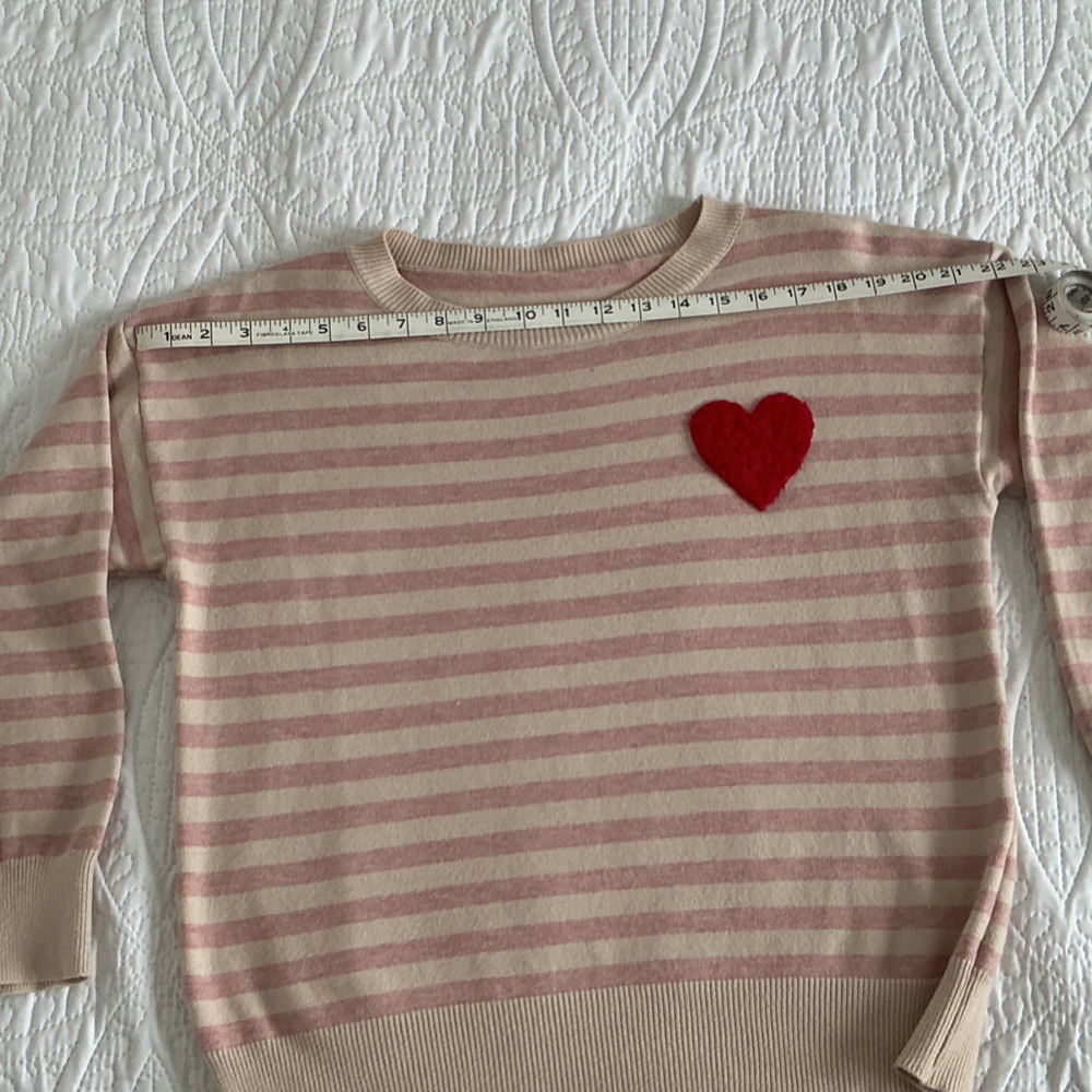 Twik Pink Striped Sweater with Red Heart